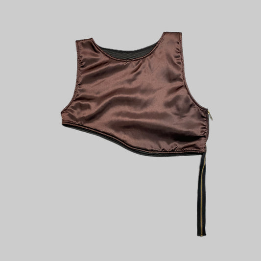 1 of 1 Ache 1st (ash) vest in a dark brown that makes you melt like hot chocolate. Cropped on the waist showing loved to its Nevada roots. Only available in size medium.